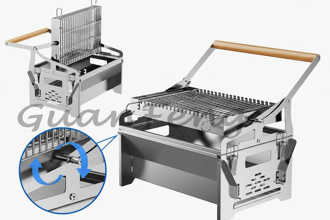 Roterende Flip Houtskool BBQ Grill | Outdoor Gaas Barbecue voor Camping & Tuin