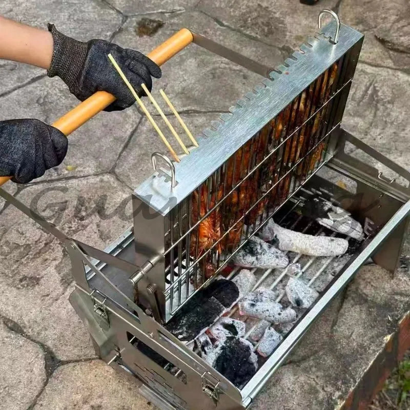 Roterende Flip Houtskool BBQ Grill | Outdoor Gaas Barbecue voor Camping & Tuin