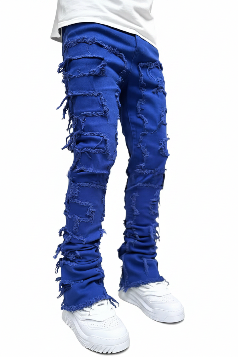 Blauwe Stacked Jeans - Witte Achtergrond