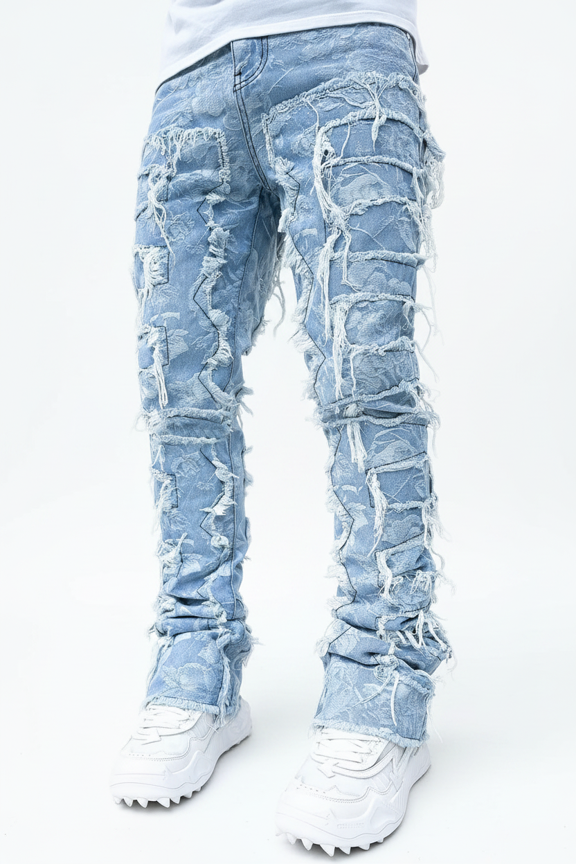 Camo Stacked Jeans - Witte Achtergrond