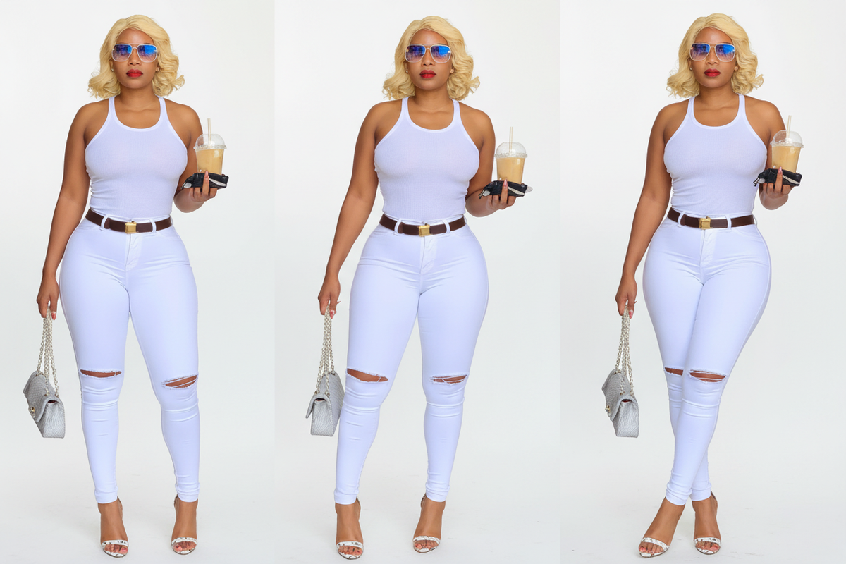 Witte Ripped Jeans - Collage